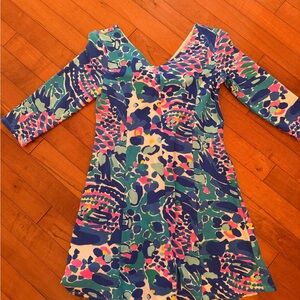 Lilly Pulitzer Girls Multicolor Floral Print Dress - Blue, Green, Pink